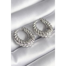 Sinerji Shop Pirinç Gümüş Renk Halka Sarmal Model Kadın Küpe - TJ-BKP8573