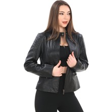 Kadın Siyah Deri Ceket