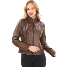 Kadın Kahverengi Deri Ceket