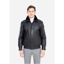 Hakiki Kuzu Derisi Erkek Yakası Kürklü Lastikli Mont