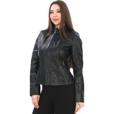 Kadın Bej Hakiki Deri Ceket