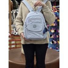 My Polo 2114-8675 Kadın Krinkıl Kumaş Çok Gözlü Astarlı Petli Su Geçirmez Günlük Mini Sırt Çantası  - NKT02114-BUZ-MAVI-TEKEBAT