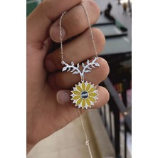 Özgür Takı 925 Ayar Gümüş Ayçiçeği Figürlü Isimli Kolye