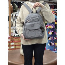 My Polo 2114-8675 Kadın Krinkıl Kumaş Çok Gözlü Astarlı Petli Su Geçirmez Günlük Mini Sırt Çantası  - NKT02114-FÜME-TEKEBAT