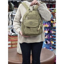 My Polo 2114-8675 Kadın Krinkıl Kumaş Çok Gözlü Astarlı Petli Su Geçirmez Günlük Mini Sırt Çantası  - NKT02114-VIZON-TEKEBAT