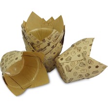 Kafem Muffin Kek Kapsülü Kalın Tulip Kraft Desenli 50'li x 5 Paket