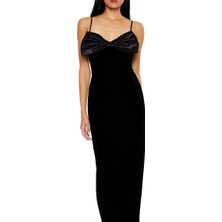 F21 Kadife Kurdeleli Maxi Elbise