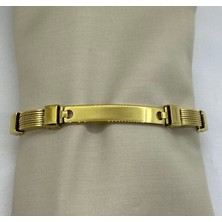 By Nur Takı Çelik Gold Renk Unisex Bileklik