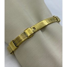 By Nur Takı Çelik Gold Renk Unisex Bileklik