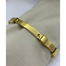 By Nur Takı Çelik Gold Renk Unisex Bileklik