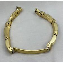 By Nur Takı Çelik Gold Renk Unisex Bileklik