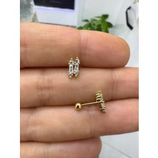 Ares Collection Zirkon Taşlı 1 Adet Tragus Helix Lobe Conch Flat Uyumlu Piercing Küpe