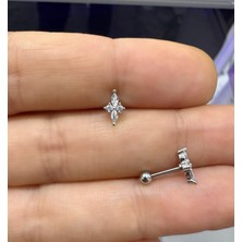 Ares Collection Zirkon Taşlı 1 Adet Tragus Helix Lobe Conch Flat Uyumlu Piercing Küpe