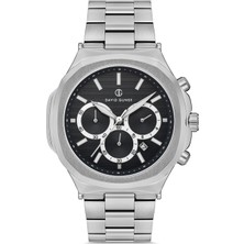 David Guner Siyah Kadranlı Gümüş Paslanmaz Masif Çelik Erkek Kol Saati