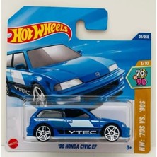 Hot Wheels 2025 Tekli Araba 90 Honda Civic Ef Mavi Metal Gövde ile Gerçekçi Detaylar