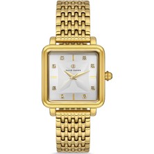 David Guner Gümüş Kadranlı Sarı Kaplamalı Kadın Kol Saati