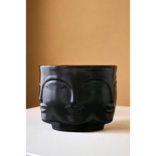 Dekoratif Sukulent Saksısı Küçük Mini Beton Saksı Siyah Model 16