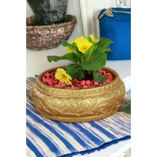 El Yapımı Saksı Altın Premium Kalite Dekoratif Saksı Model 5