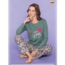 Over Sleep by Poleren Sıfır Yaka Uzun Kollu Kadın Pijama Takımı