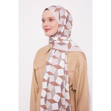 Krem Geometrik Desen Club Şal