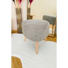 Nidage Bohem Tarz Teddy Kumaş Üçgen Puf, Makyaj Taburesi, Bench, Gri