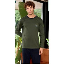 Kly Erkek Yeşil O Yaka Kışlık Pijama Takımı