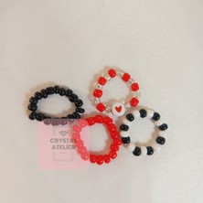 Crystal Atelier Sevgililer Günü Özel Boncuklu Yüzük Seti Renkli Aşkın Ifadesi