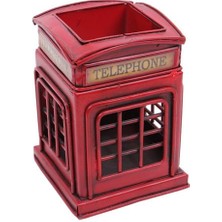 Kenpazar Dekoratif Metal Londra Telefon Kulübesi Kalemlik Vintage Hediyelik