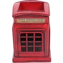 Kenpazar Dekoratif Metal Londra Telefon Kulübesi Kalemlik Vintage Hediyelik