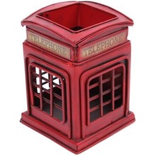 Kenpazar Dekoratif Metal Londra Telefon Kulübesi Kalemlik Vintage Hediyelik