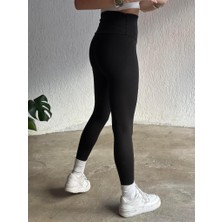 Cappadocean Belize Geniş Kemer Yüksek Bel Siyah Tayt