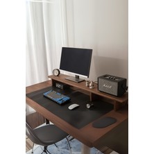 Triwood Ceviz Rengi - 3 Ayaklı Ahşap Bilgisayar Standı, Ekran ve Monitör Yükseltici (107X19 Cm)