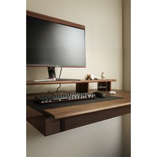 Triwood Ceviz Rengi - 3 Ayaklı Ahşap Bilgisayar Standı, Ekran ve Monitör Yükseltici (107X19 Cm)