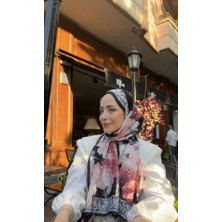 Diorel Vual Ipek Şal Çiçek Desenli Siyah Gri
