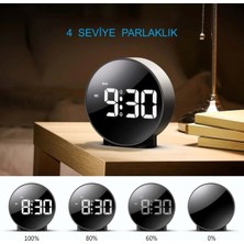 Nidage Masa Saati USB Güç Saat Erteleme Modern.saat Yuvarlak Siyah Dijital LED