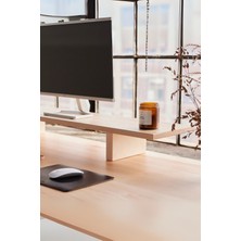 Viveres Woodrise Beyaz Meşe - Doğal Ahşap Laptop ve Monitör Standı Bilgisayar ve Ekran Yükseltici (70X19)