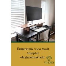 Woodrise Ceviz Rengi - Doğal Ahşap Laptop ve Monitör Standı Bilgisayar ve Ekran Yükseltici (70X19)