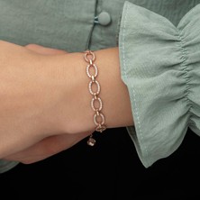 Kenpazar 925 Ayar Gümüş Rose Oval Taşlı Bileklik