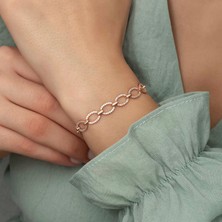 Kenpazar 925 Ayar Gümüş Rose Oval Taşlı Bileklik