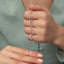 Kenpazar 925 Ayar Gümüş Rose Oval Taşlı Bileklik