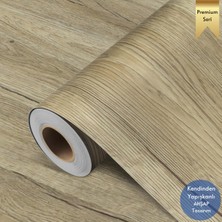 Technosmart 60×500 cm  Kendinden Yapışkanlı Doğal Ahşap Dokulu Kaplama Kağıdı Mutfak Dolap Masa Duvar