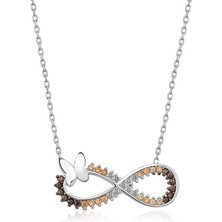 HS Demirci 925 Ayar Gümüş Kelebekli Sonsuzluk Kadın Gümüş Kolye