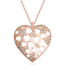 HS Demirci 925 Ayar Gümüş Bombeli Kalp Kadın Gümüş Kolye