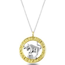 HS Demirci 925 Ayar Gümüş Gold Boğa Burcu Kadın Gümüş Kolye