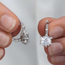 HS Demirci Gümüş Çiçek Desenli Kadın Küpe