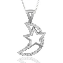HS Demirci 925 Ayar Gümüş Ay Yıldız Kadın Gümüş Kolye