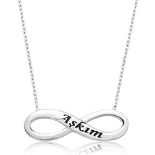 HS Demirci 925 Ayar Gümüş Aşkım Yazılı Sonsuzluk Kadın Gümüş Kolye