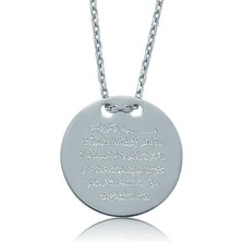 HS Demirci 925 Ayar Gümüş Ayetel Kürsi Yazılı Plaka Kadın Gümüş Kolye