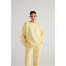 Holly Lolly 3 Iplik Şardonlu Uzun Kol Bisiklet Yaka Fine Sweatshirt Sarı