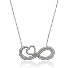 HS Demirci 925 Ayar Gümüş Kalpli Sonsuzluk Kadın Gümüş Kolye